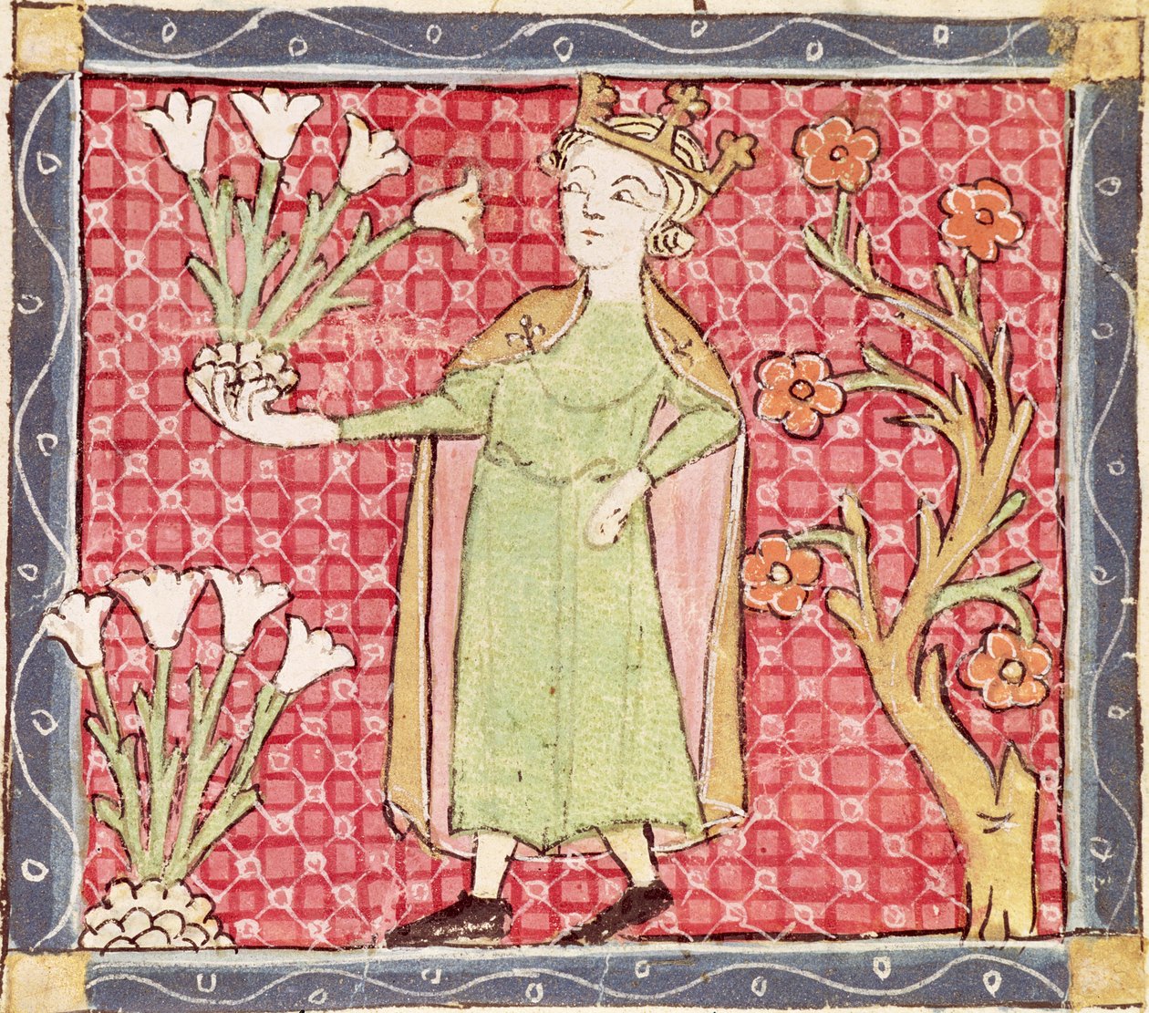 Fol.58v April: Blumen pflücken von Matfre Ermengaut