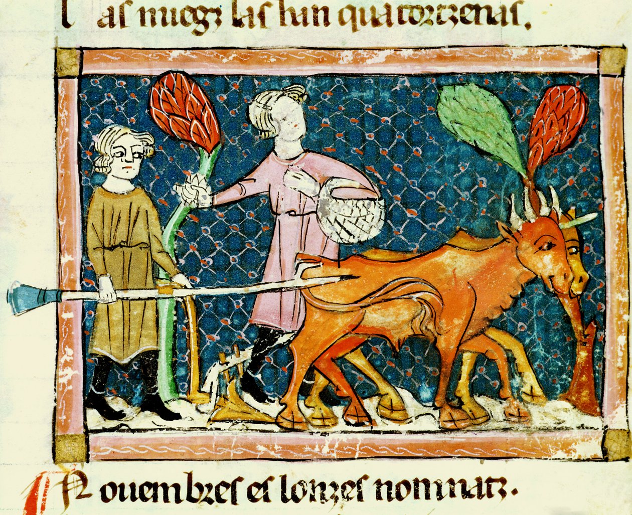 Fol.59r Oktober: Pflügen von Matfre Ermengaut