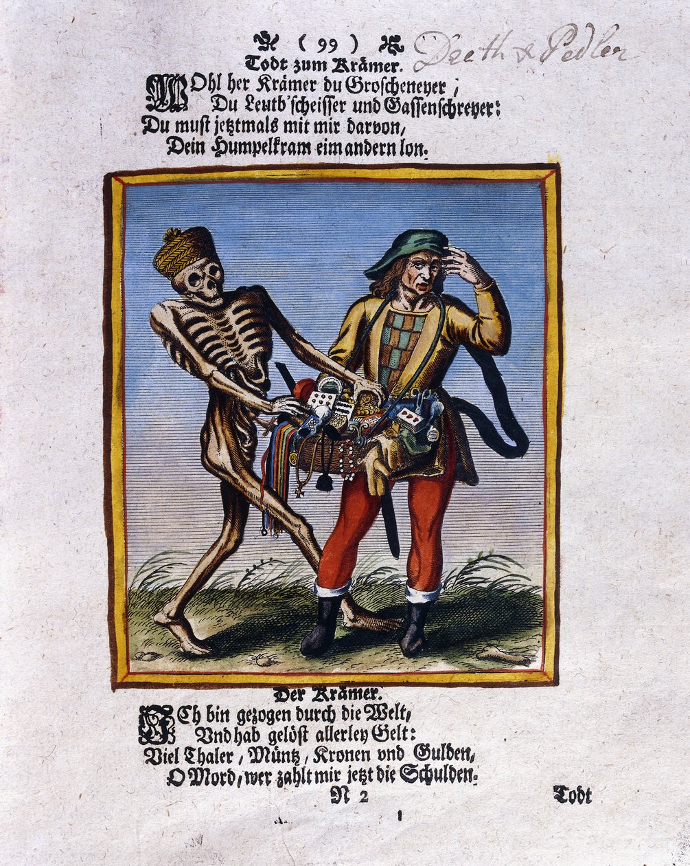 Der Tod und der Hausierer, ca. 1710 von Matthaus Merian