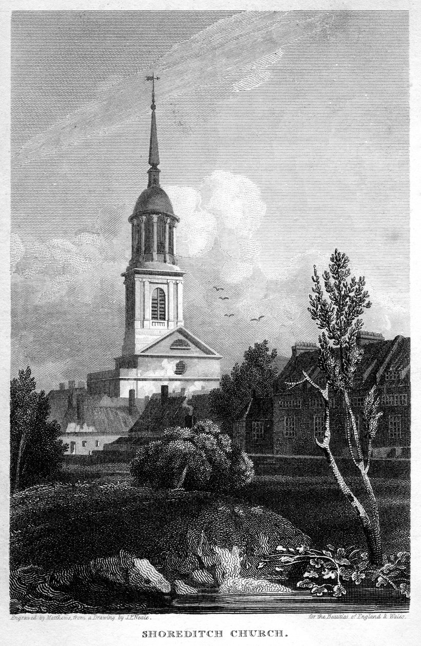 Shoreditch Kirche, London, 1815 von Matthews