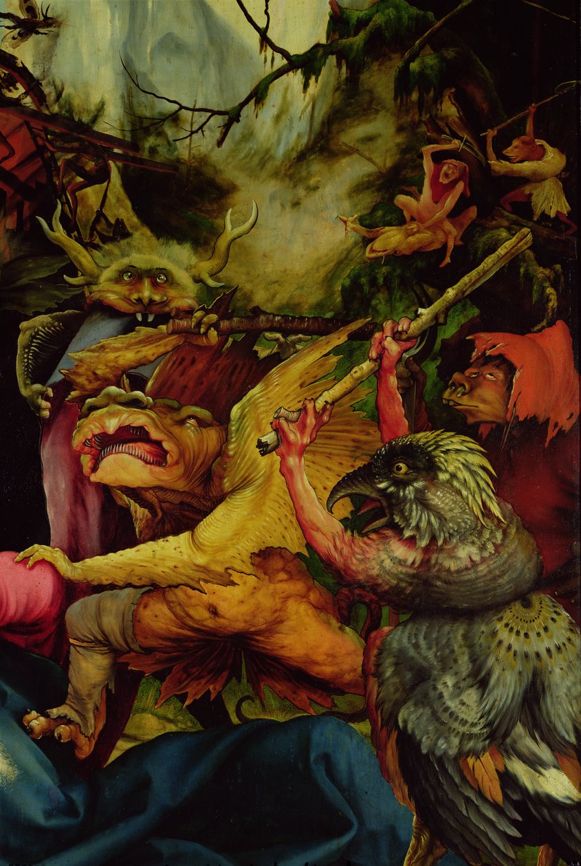 Dämonen bewaffnet mit Stöcken vom Isenheimer Altar, ca. 1512-16 von Matthias Grünewald