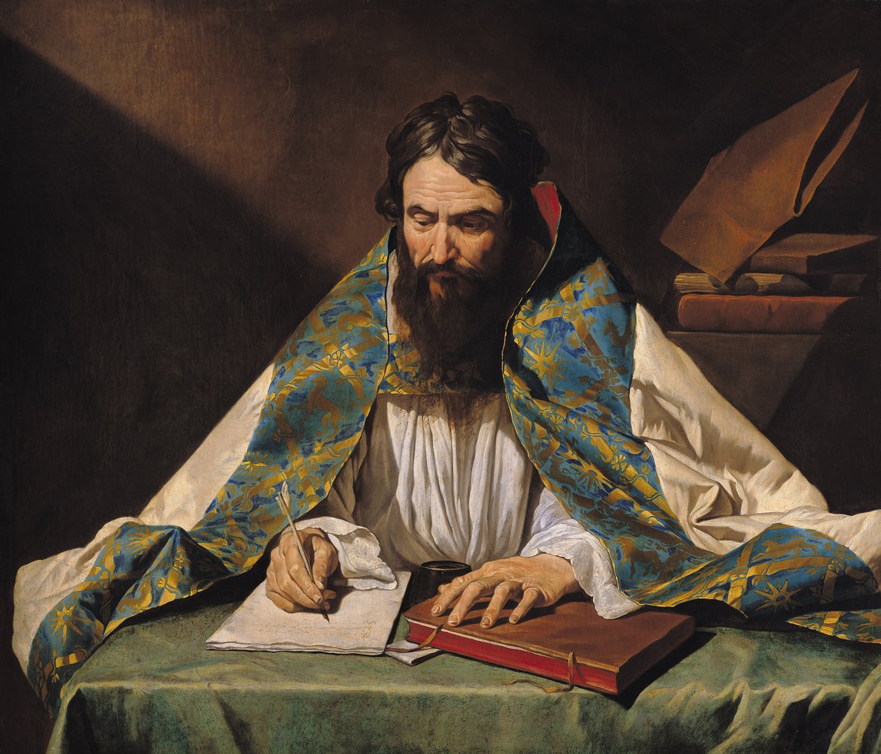 St. Ambrosius (339-97), ca. 1633-39 von Matthias Stomer