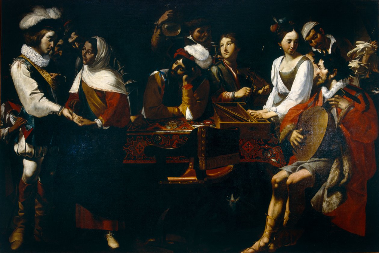 Tasso am Hof von Ferrara (oder Allegorie der fünf Sinne) von Mattia Preti