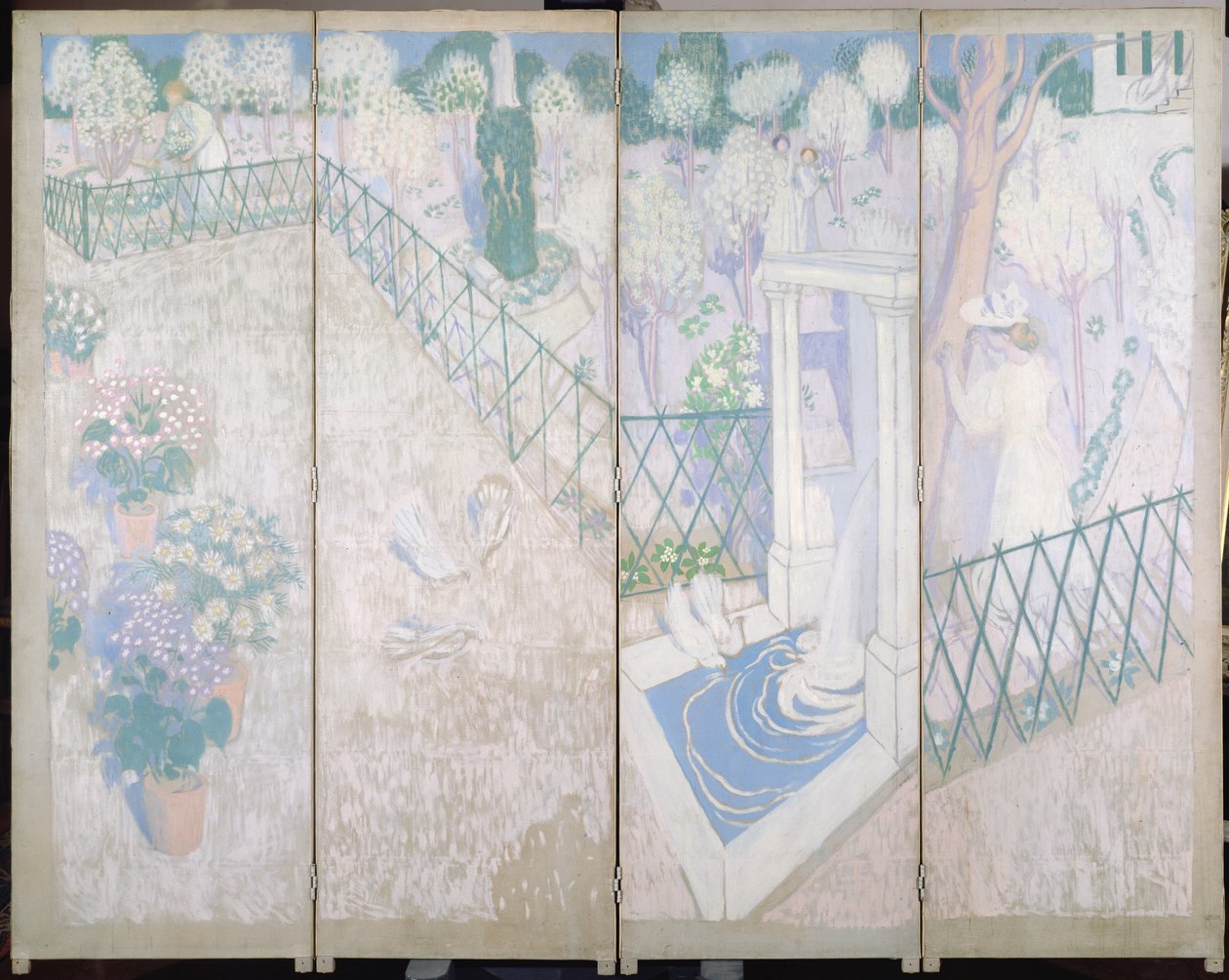 Paravent mit Tauben, ca. 1896 von Maurice Denis