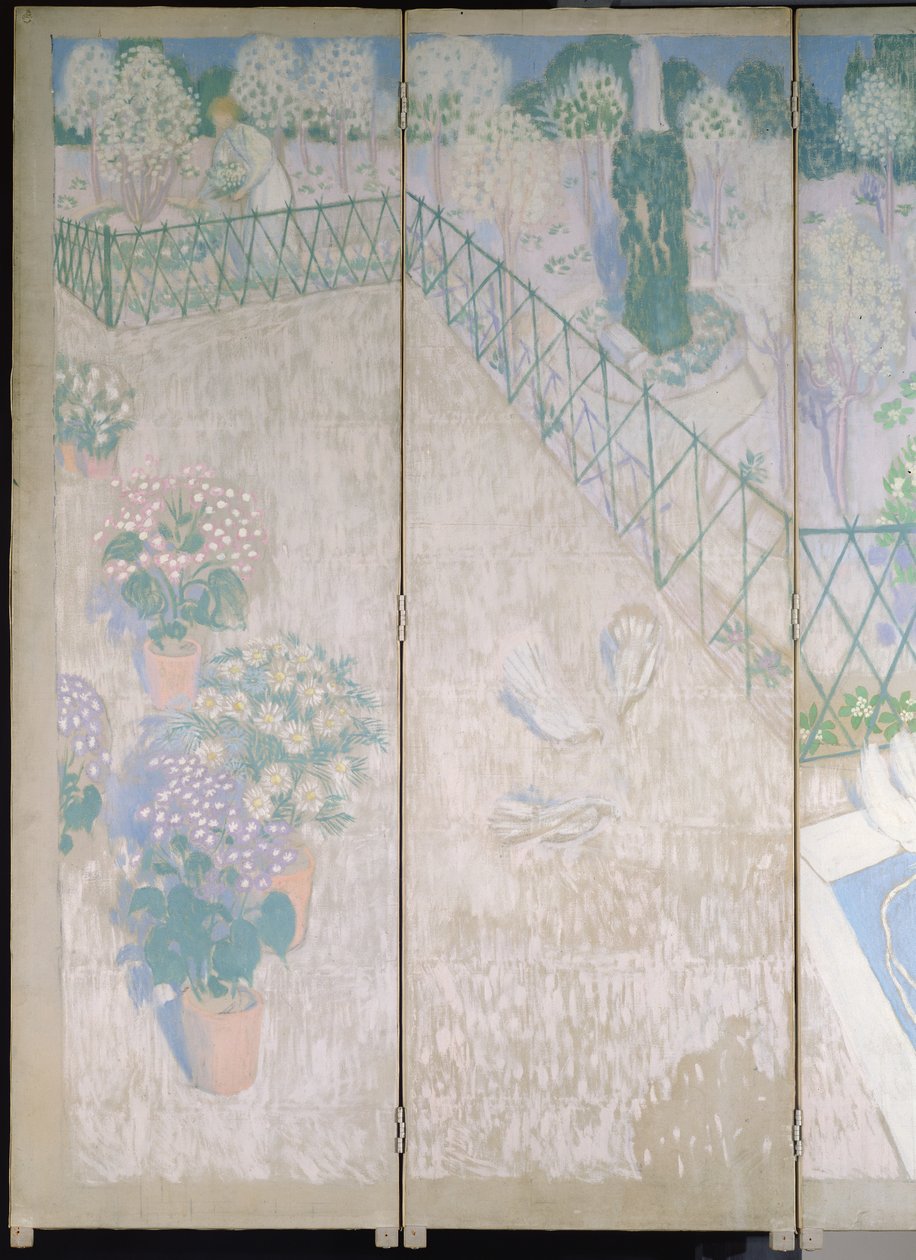 Paravent mit Tauben (Detail der linken Paneele) von Maurice Denis