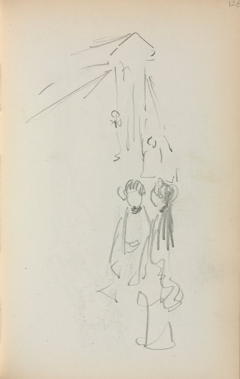 Italienisches Skizzenbuch: Figuren Seite 128, 1898-1899 von Maurice Brazil Prendergast