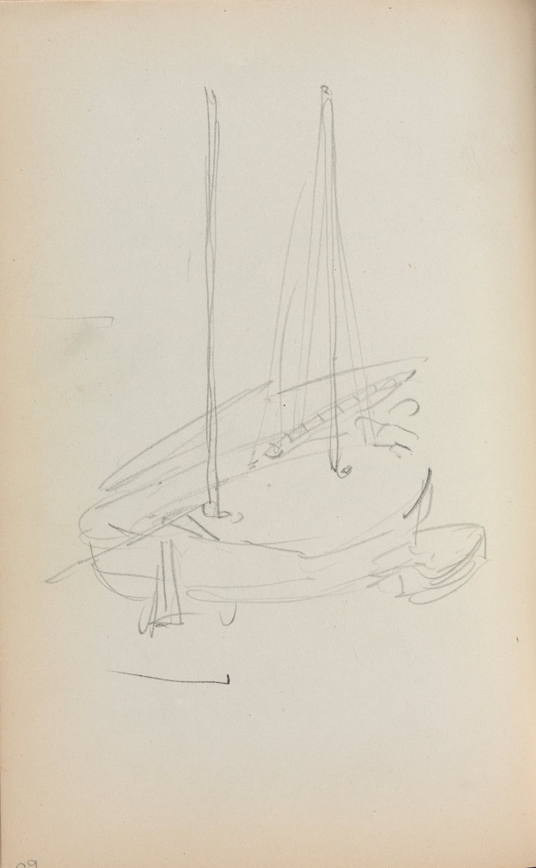 Italienisches Skizzenbuch: Segelboot Seite 60, 1898-1899 von Maurice Brazil Prendergast