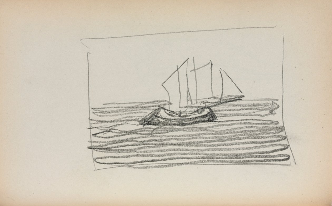 Italienisches Skizzenbuch: Segelboot Seite 75, 1898-1899 von Maurice Brazil Prendergast