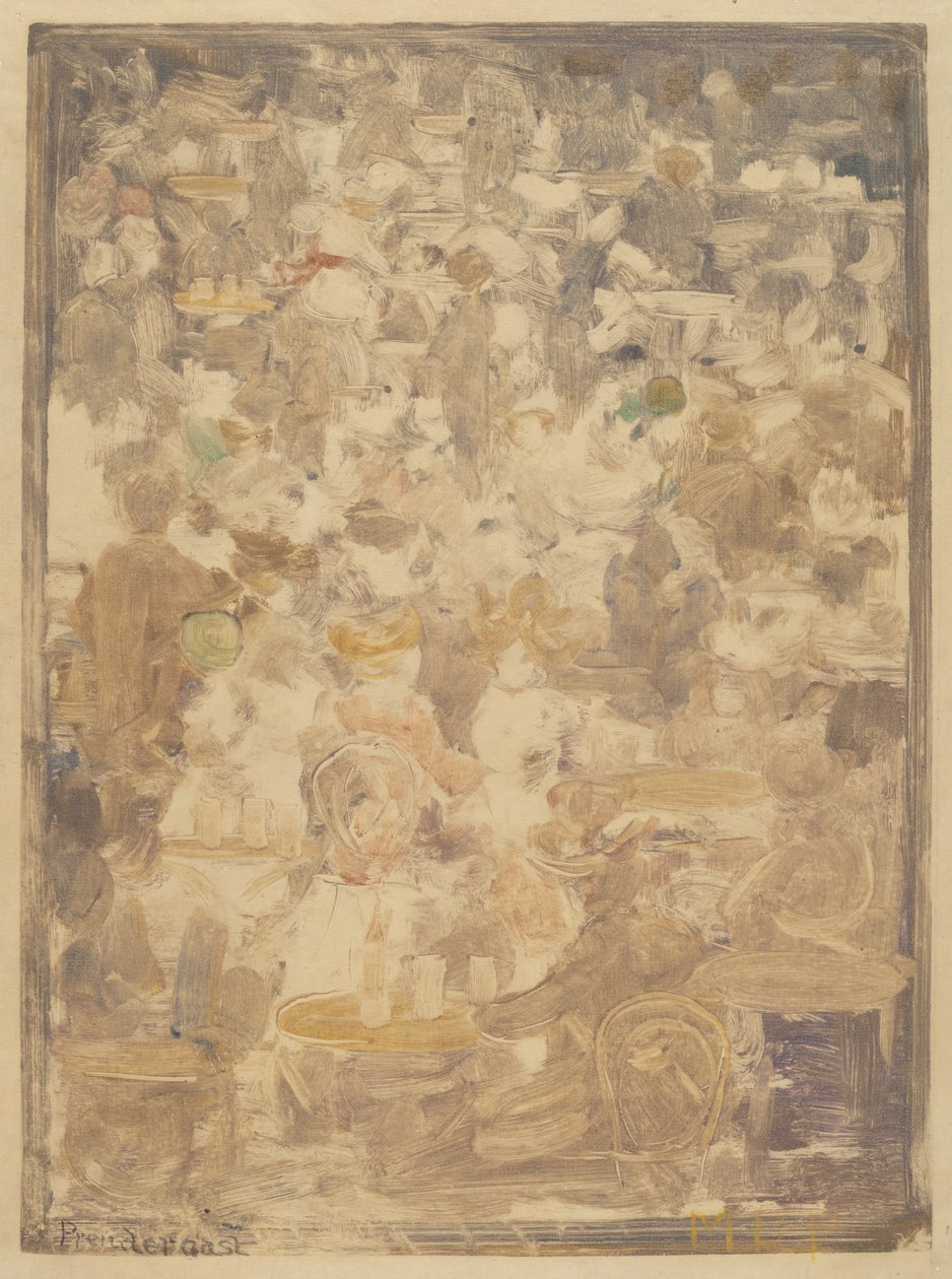 Szene im Freiluftcafé, 1900-1905 von Maurice Brazil Prendergast