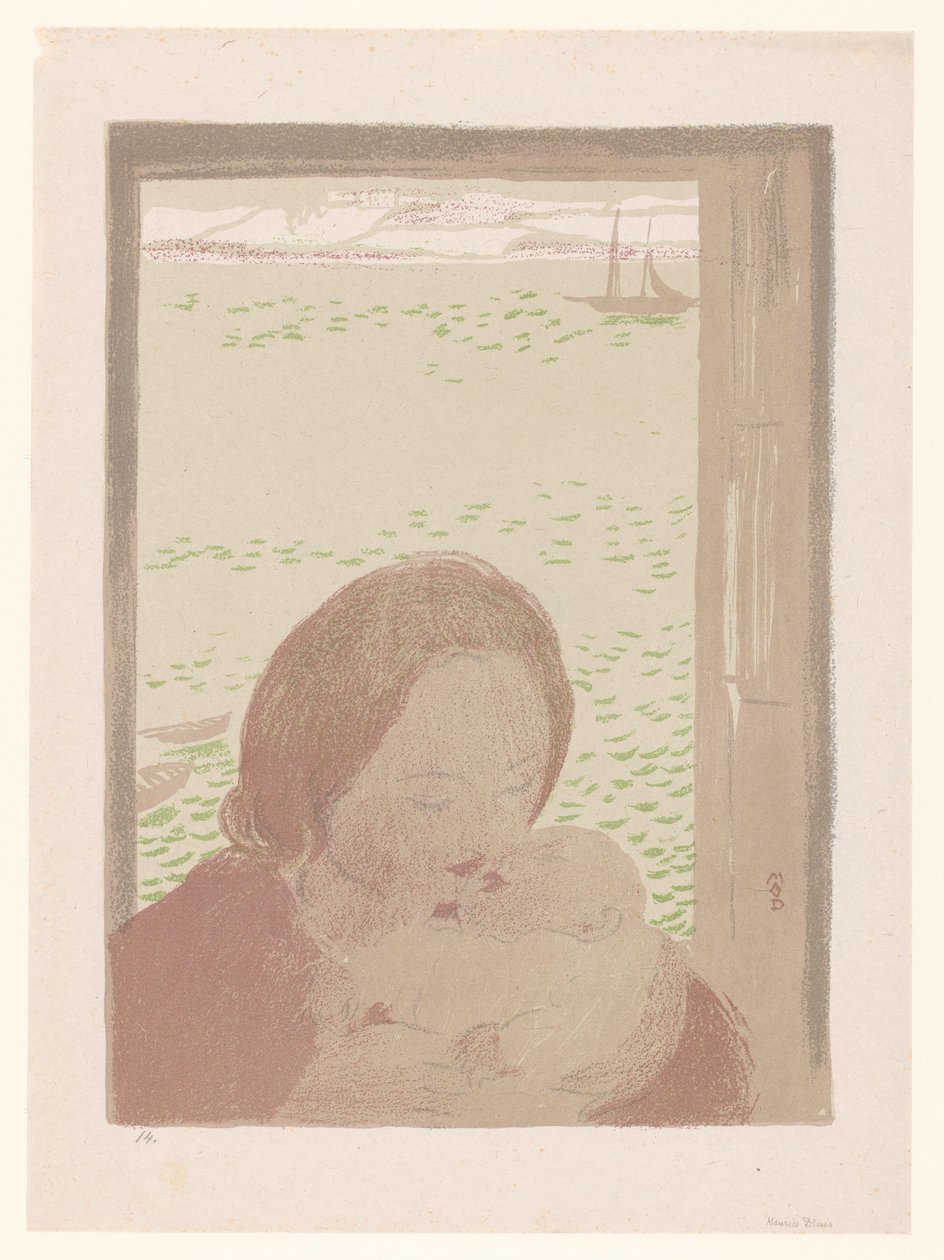 Mutter mit Baby vor einem Fenster von Maurice Denis
