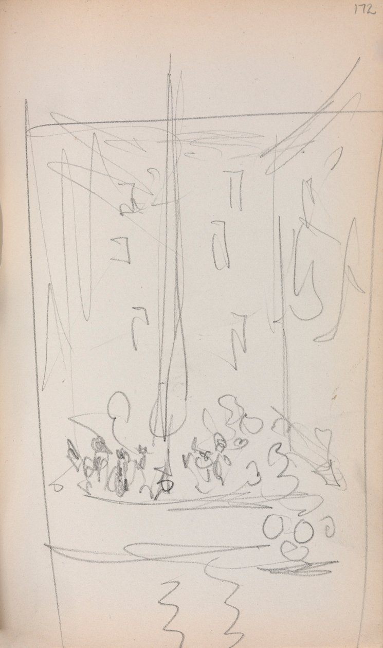 Italienisches Skizzenbuch: Boot mit Figuren (Seite 172) von Maurice Prendergast