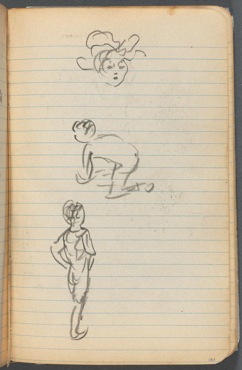 Skizzenbuch, Seite 101: Drei Figuren von Maurice Prendergast