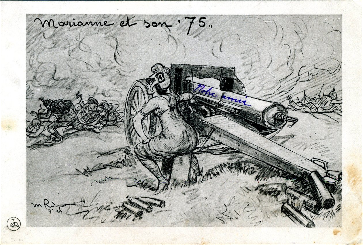 Postkarte, Satirisch in Schwarz-Weiß von Maurice Radiguet