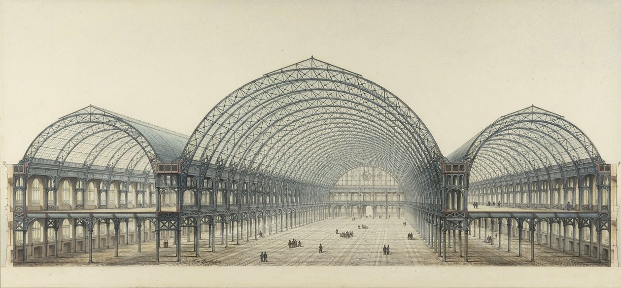 Weltausstellung 1855. Industriepalast, Querschnitt von Max Berthelin