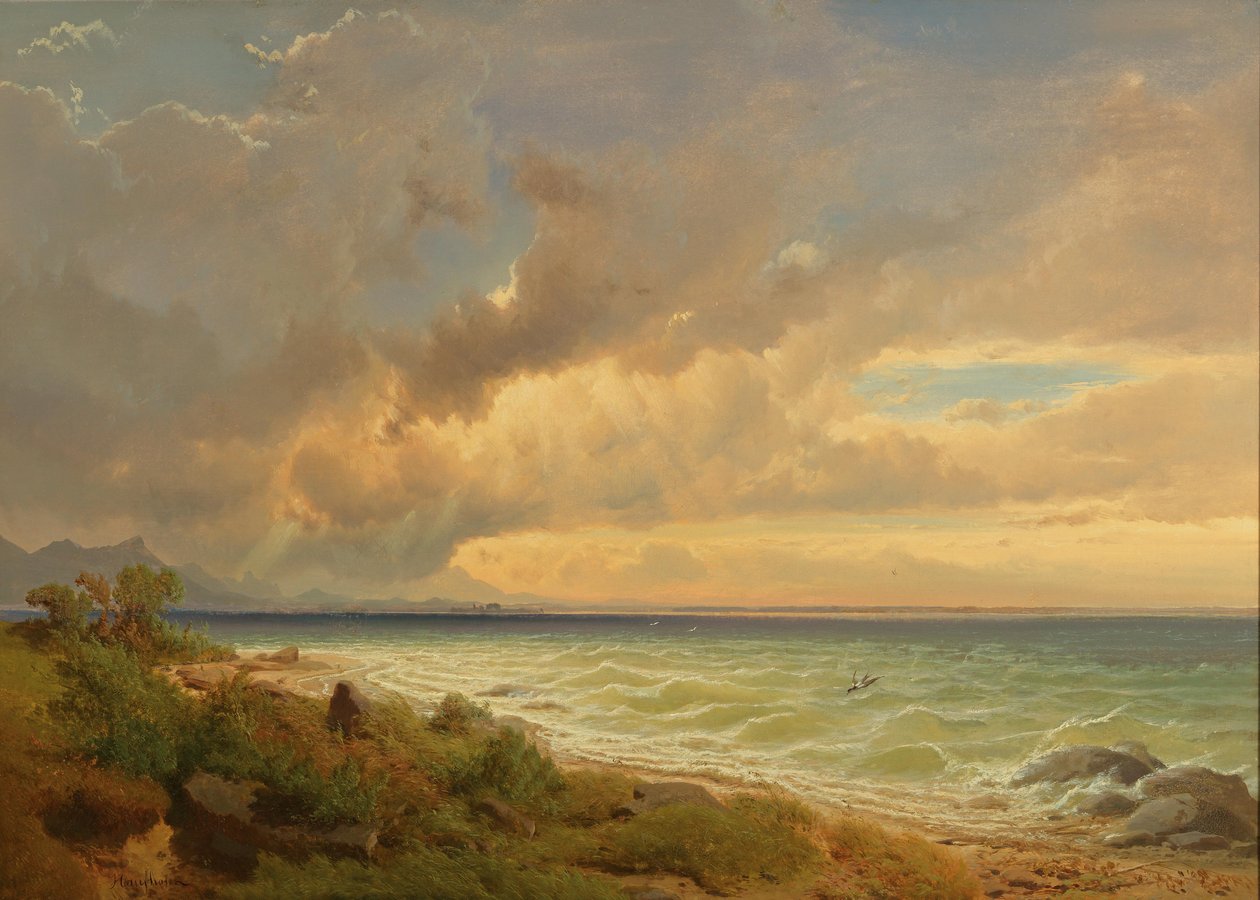 Der Chiemsee von Osten in der Nähe von Chieming bei nahendem Unwetter von Max Haushofer