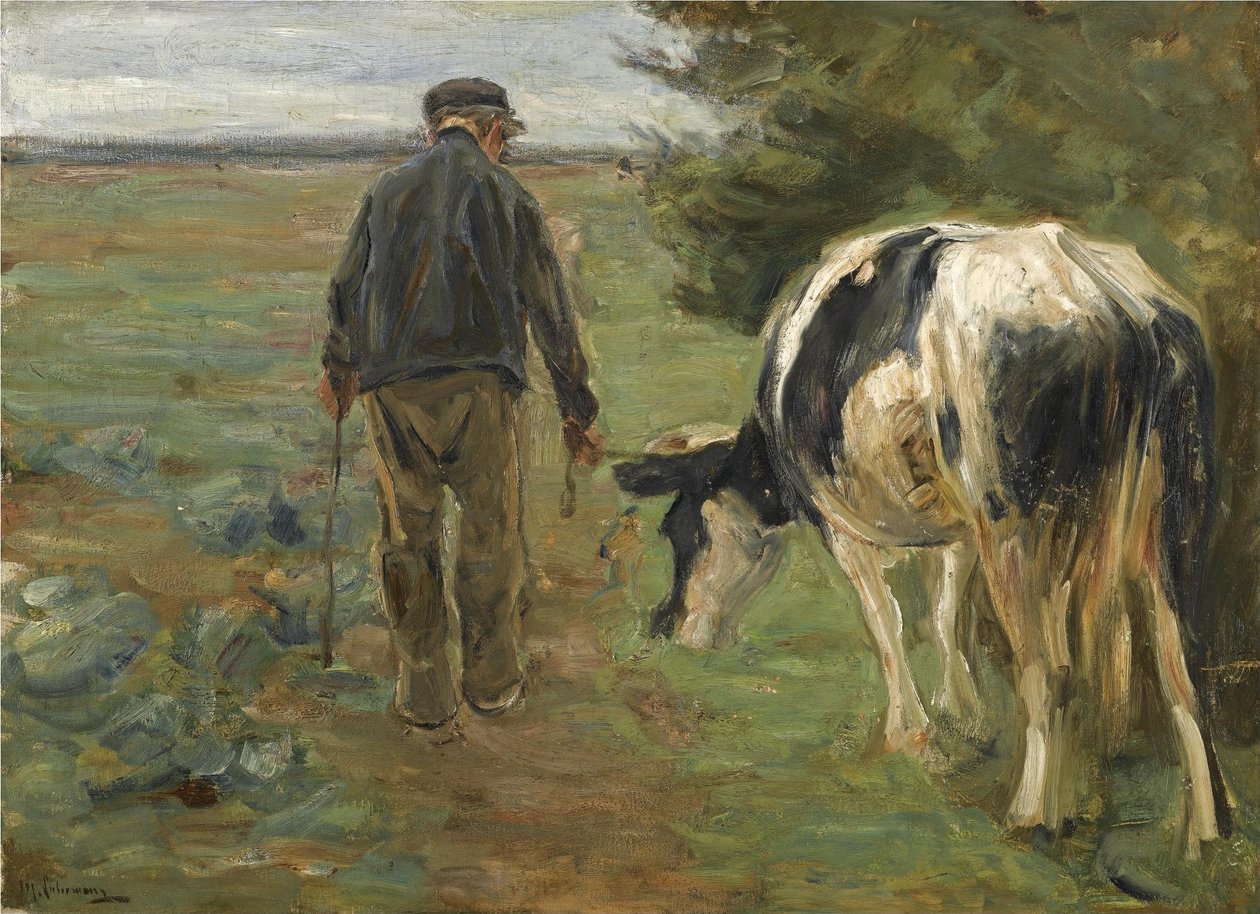 Bauer mit Kuh von Max Liebermann