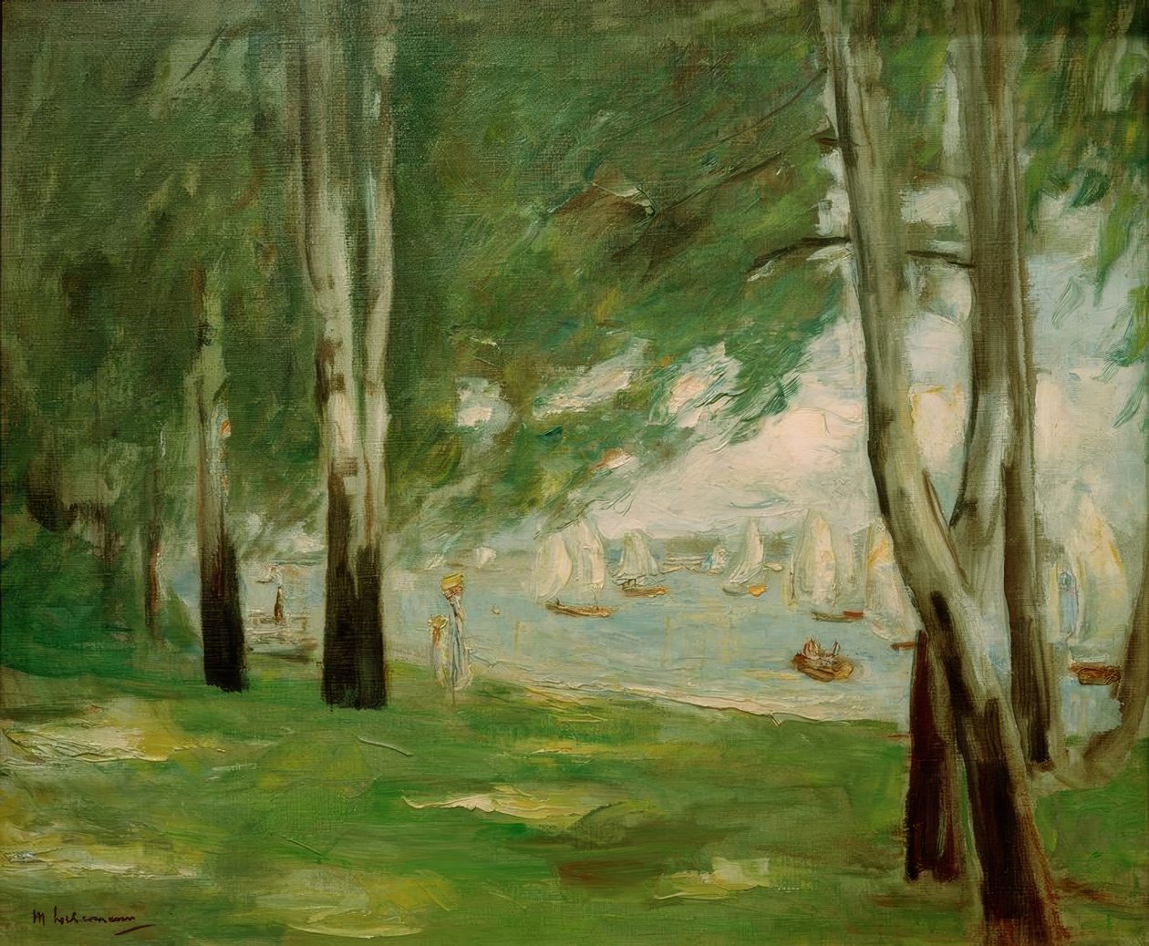 Birken am Wannseeufer nach Osten von Max Liebermann