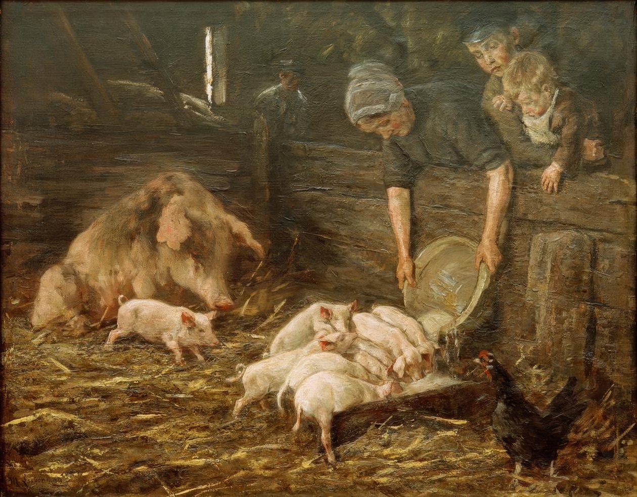 Die Wochenstube (Schweinekoben) von Max Liebermann