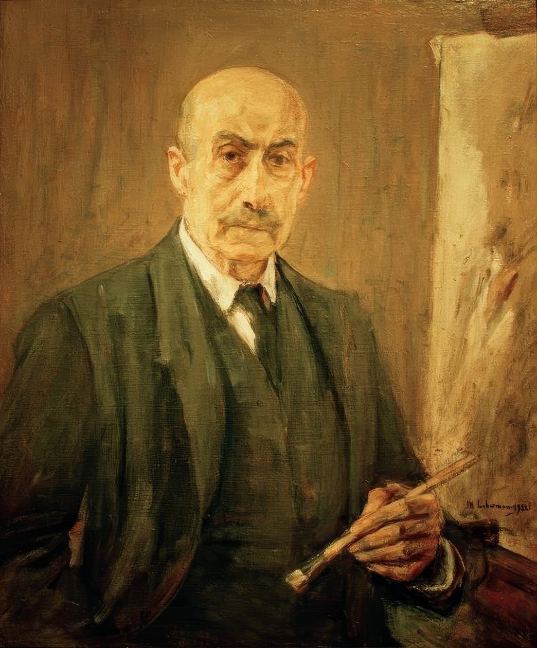 Selbstbildnis im Anzug neben der Staffelei von Max Liebermann