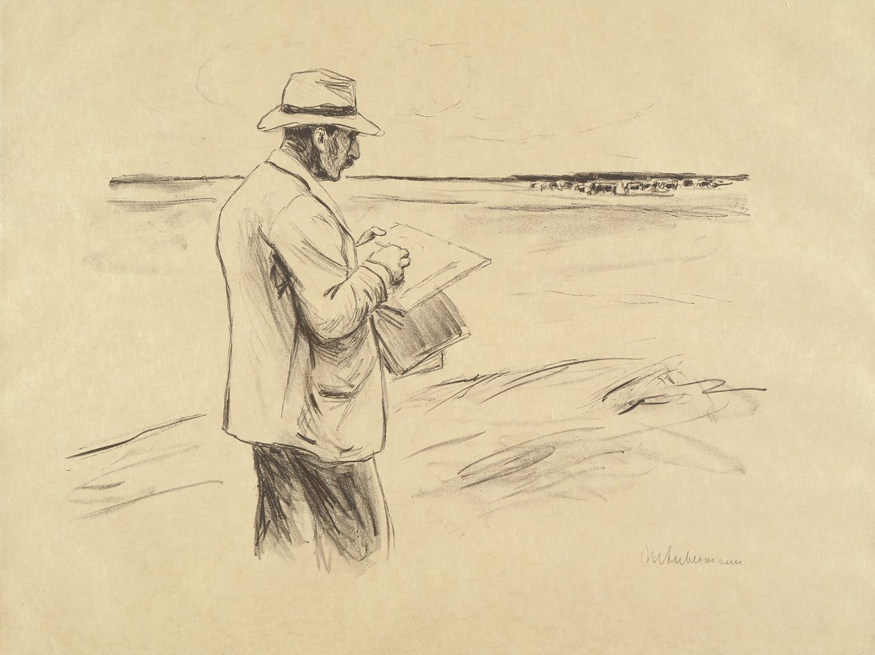 Selbstporträt im Freien zeichnend von Max Liebermann