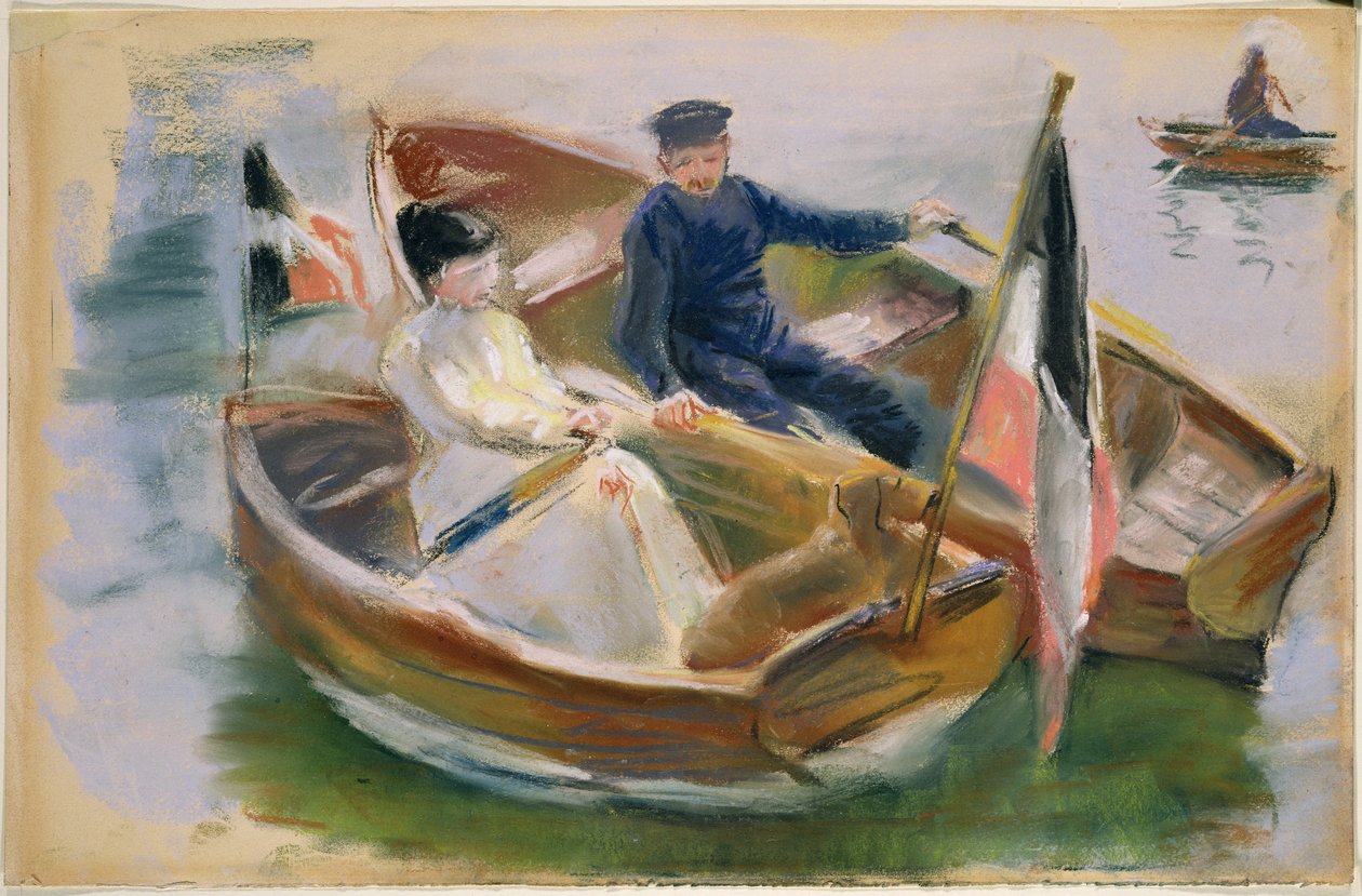Zwei Boote mit Flaggen, Wannsee, 1910 von Max Liebermann
