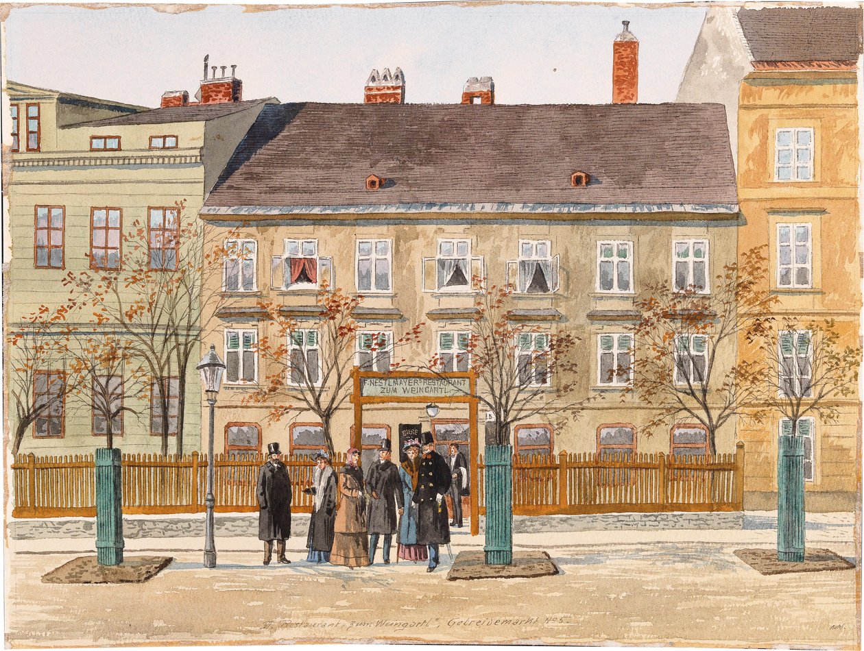 VI., Restaurant Zum Weingartl, Getreidemarkt Nr. 5 von Max Neubauer