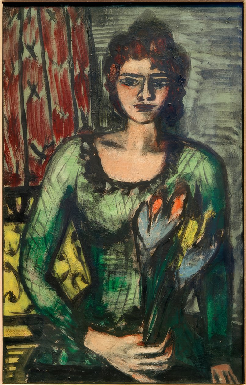 Bildnis Quappi im grünen Jumper von Max Beckmann
