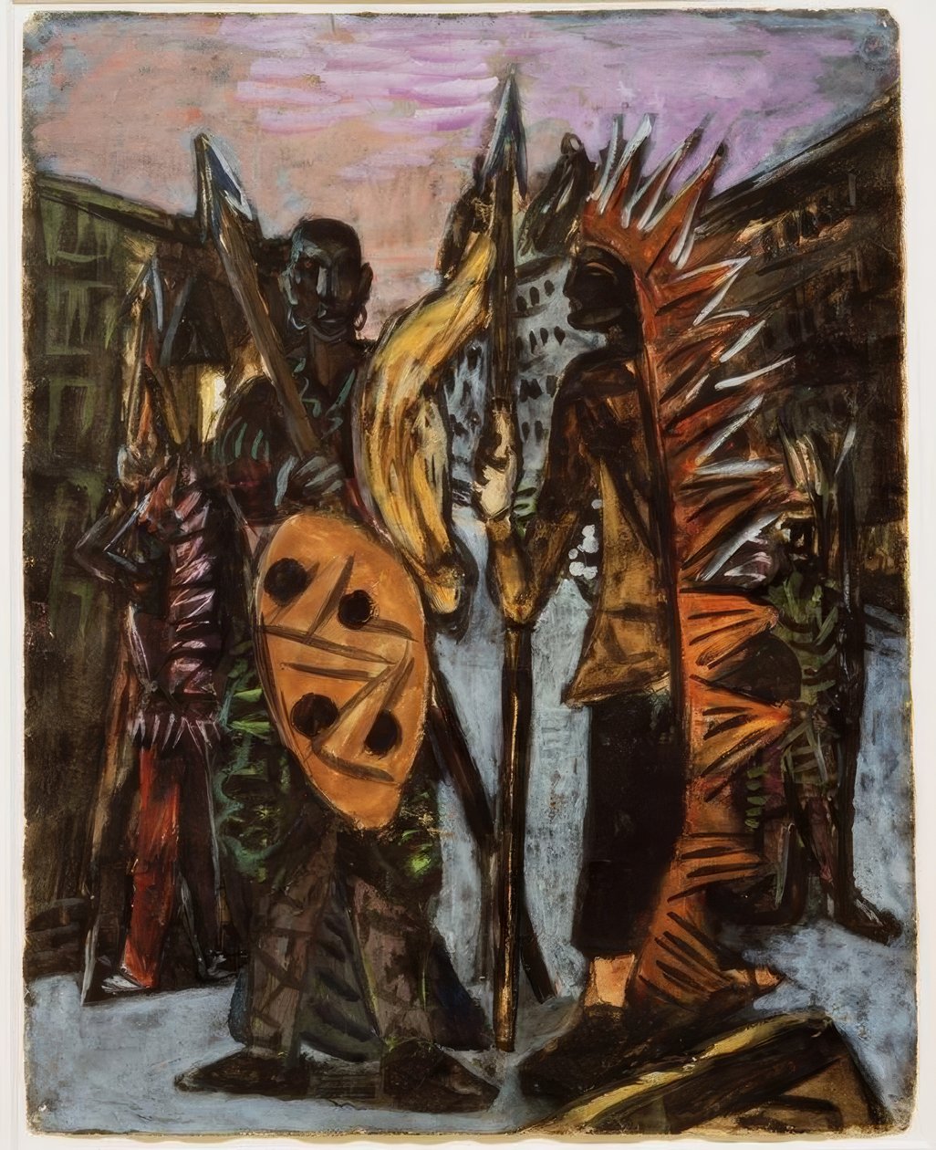 Jungen spielen Indianer von Max Beckmann