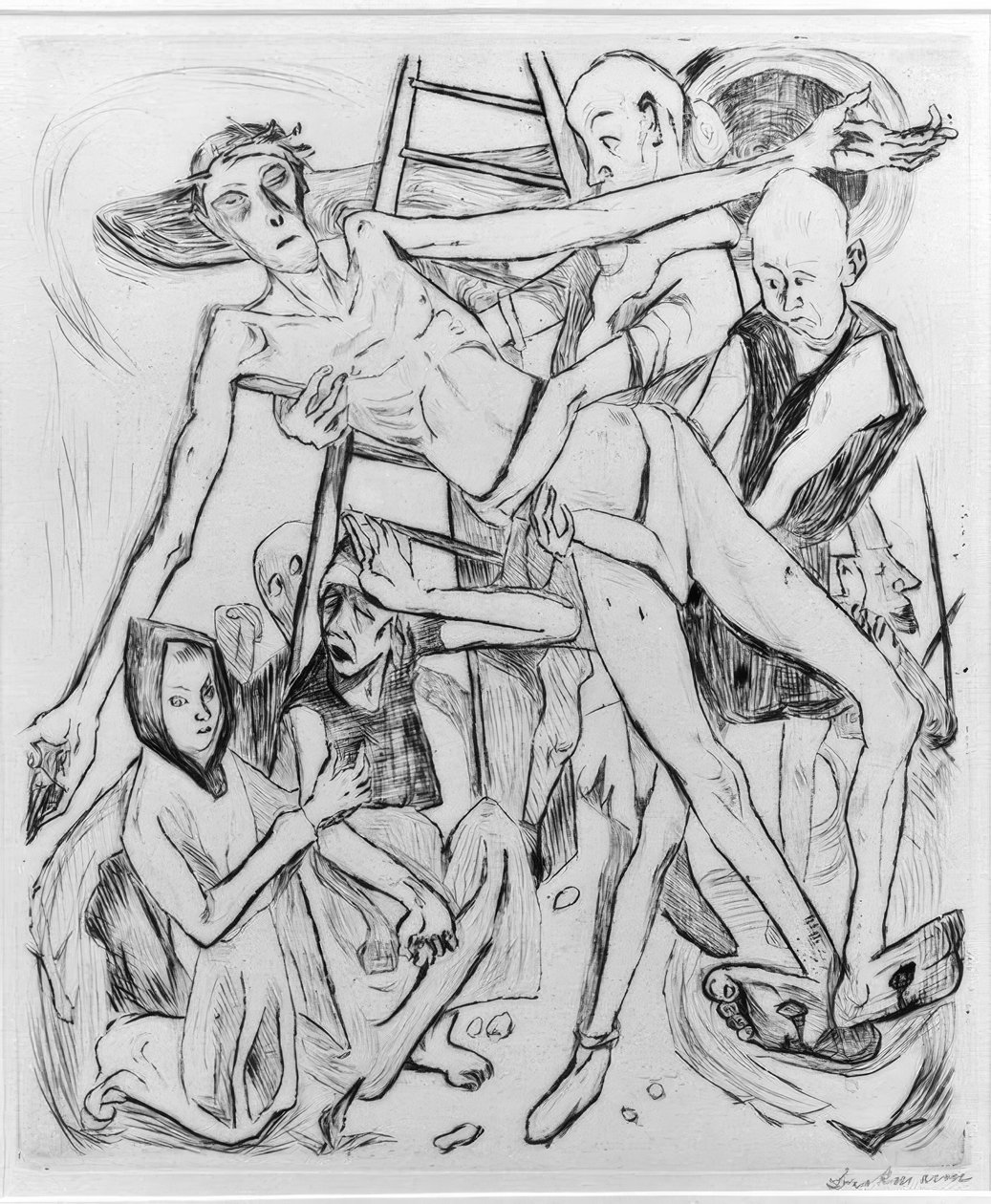 Halbakt mit Katze von Max Beckmann