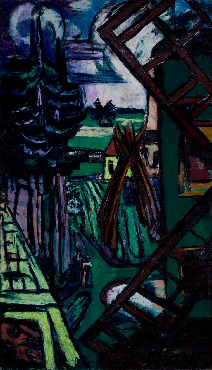 Große Laren-Landschaft mit Windmühle von Max Beckmann