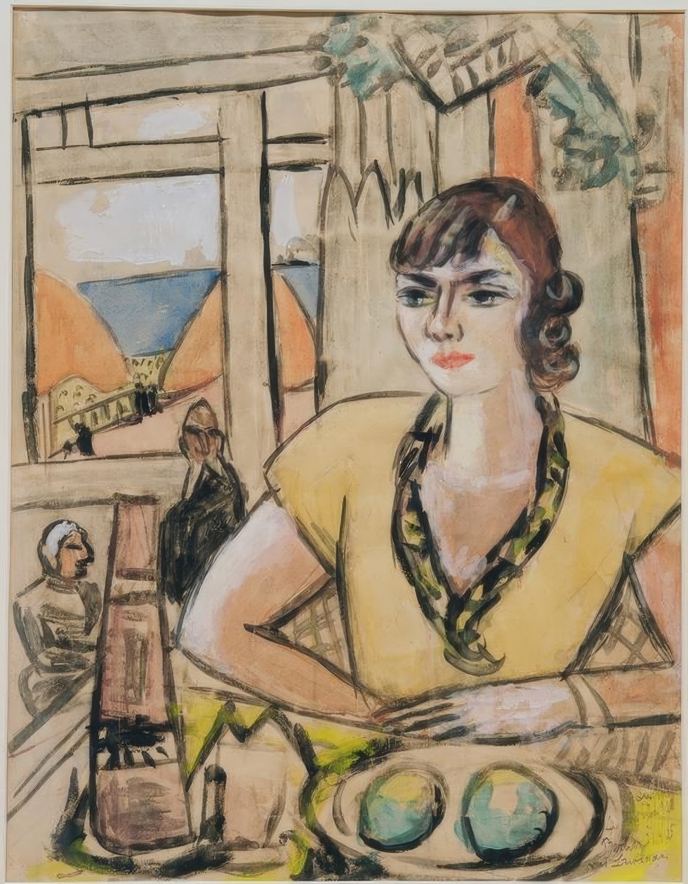 Porträt Quappi im Strandcafé von Max Beckmann
