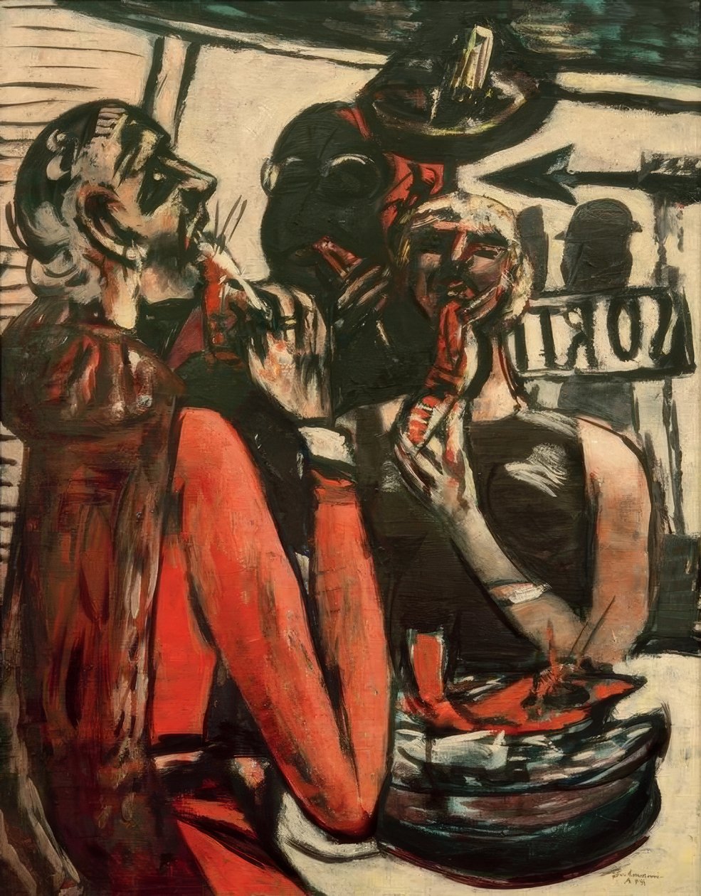 Im Restaurant Prunier, Paris von Max Beckmann