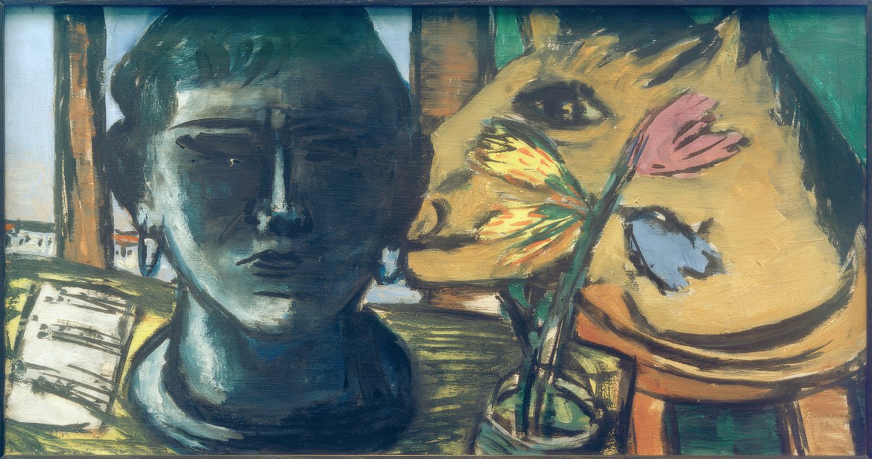 Stillleben mit Skulptur von Max Beckmann