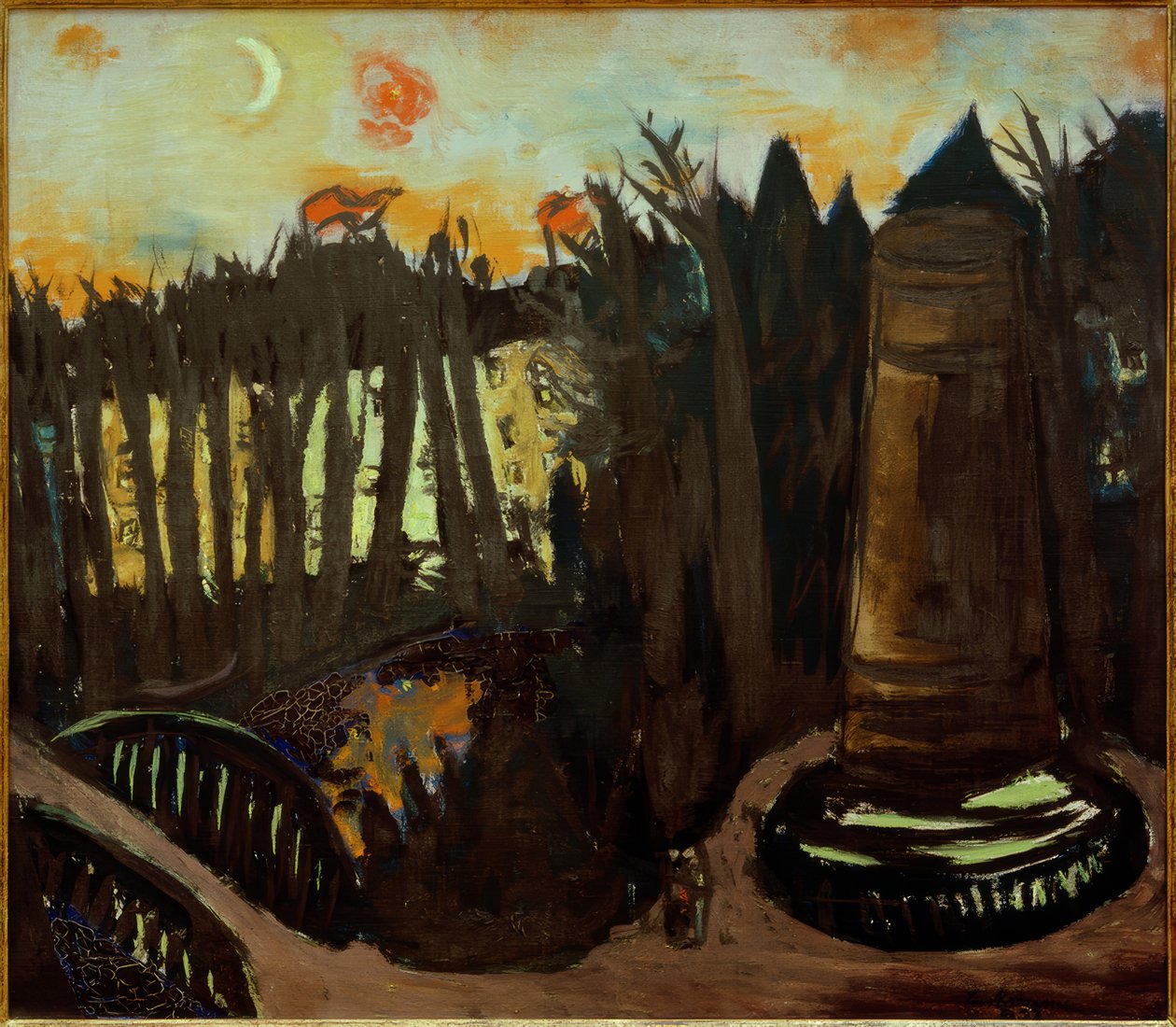 Tiergarten bei Nacht mit rotem Himmel von Max Beckmann