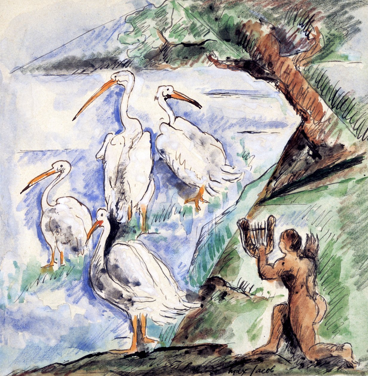 Orpheus mit den Pelikanen, ca. 1900-1944 von Max Jacob