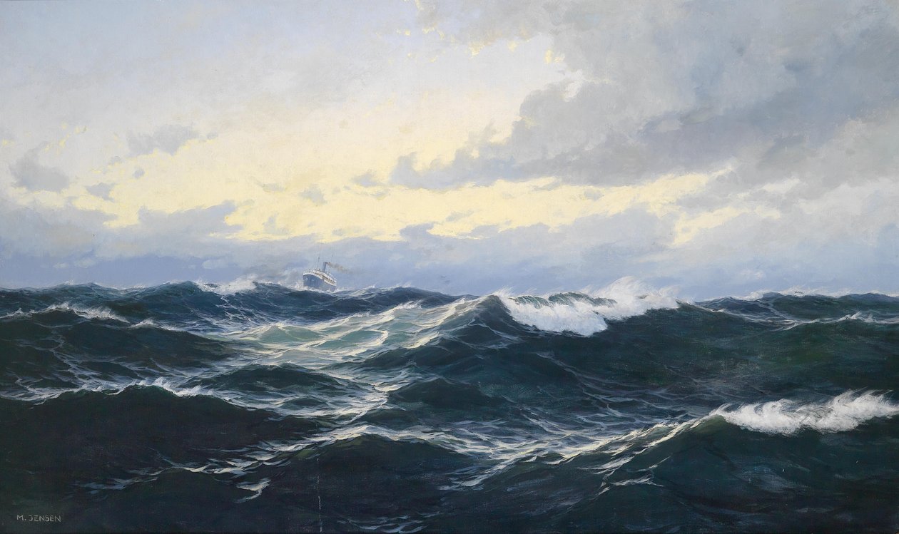 Marinestück mit Dampfer von Max Jensen