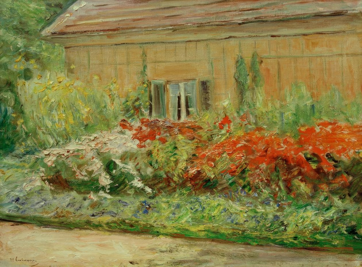 Blumenstauden am Gärtnerhäuschen nach Norden von Max Liebermann