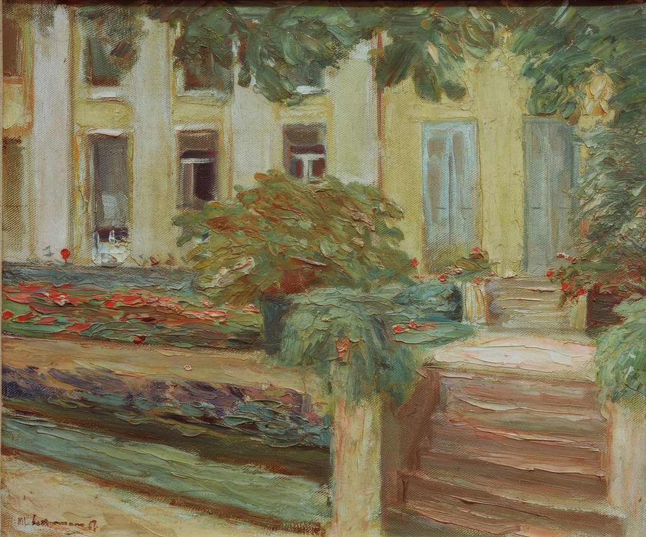 Die Blumenterrasse im Wannseegarten nach Südwesten von Max Liebermann