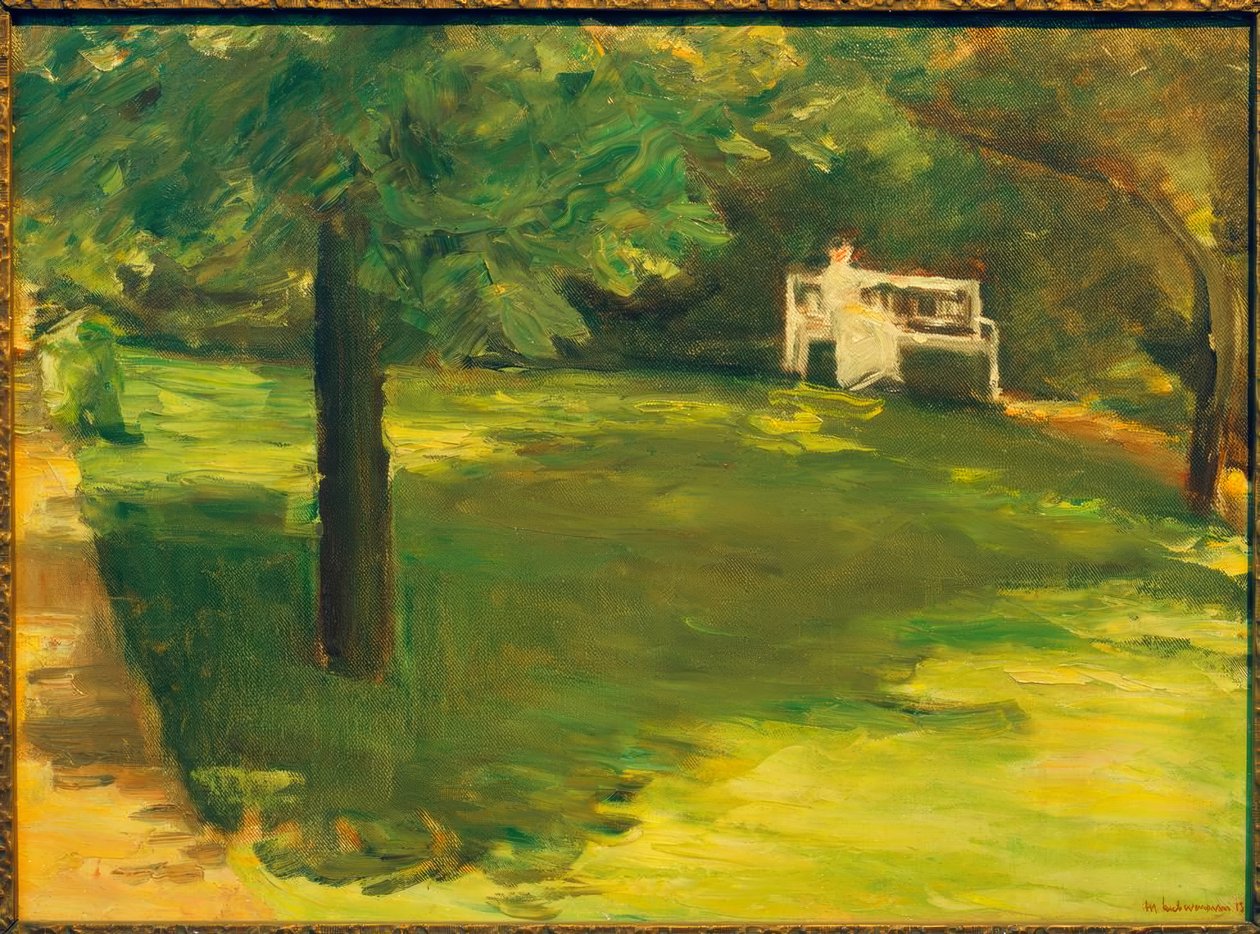 Gartenbank unter dem Kastanienbaum im Wannseegarten von Max Liebermann