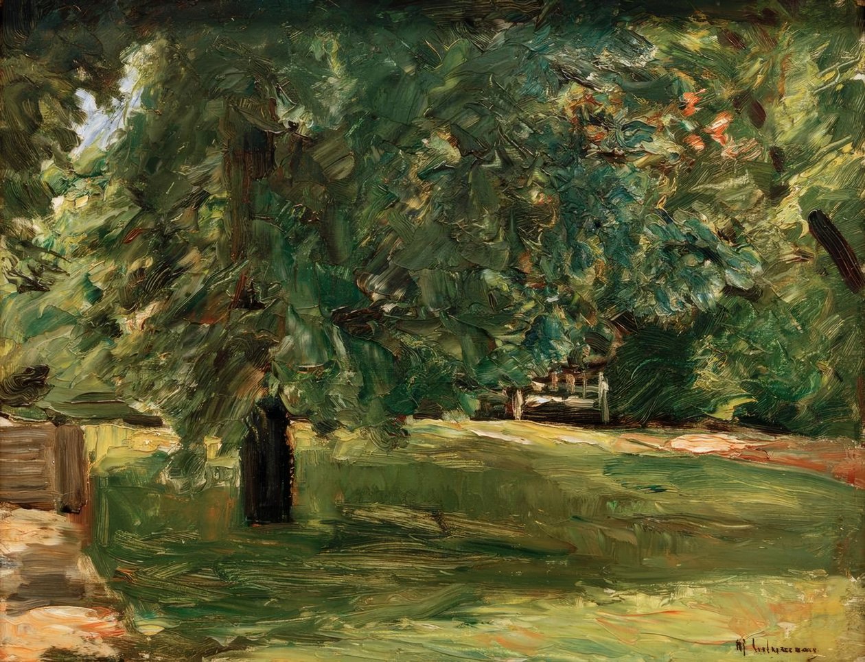 Gartenbank unter dem Kastanienbaum im Wannseegarten von Max Liebermann