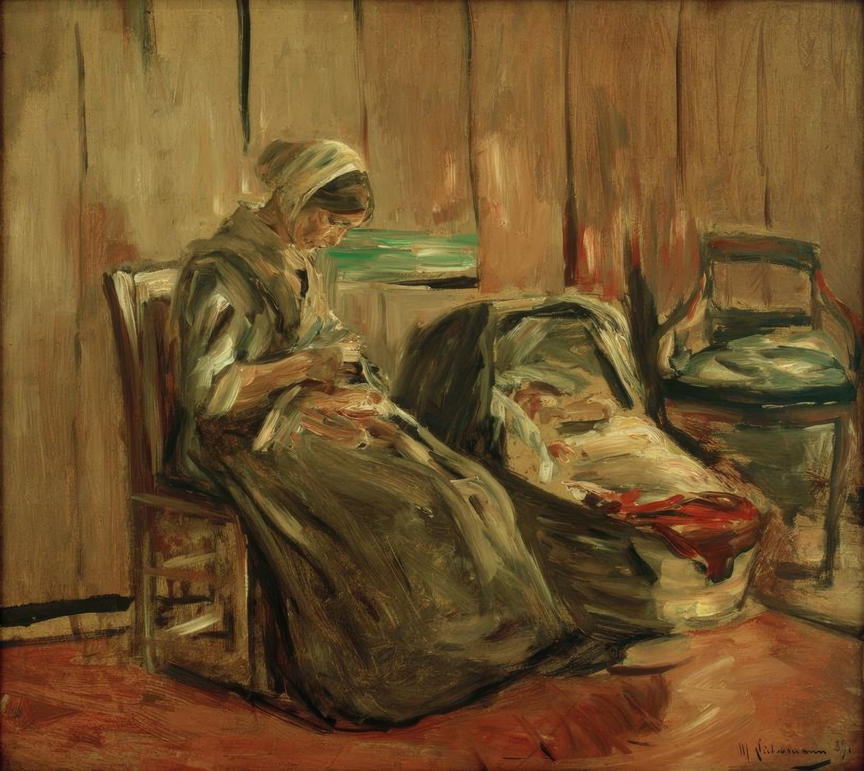 Interieur mit nähender Frau von Max Liebermann