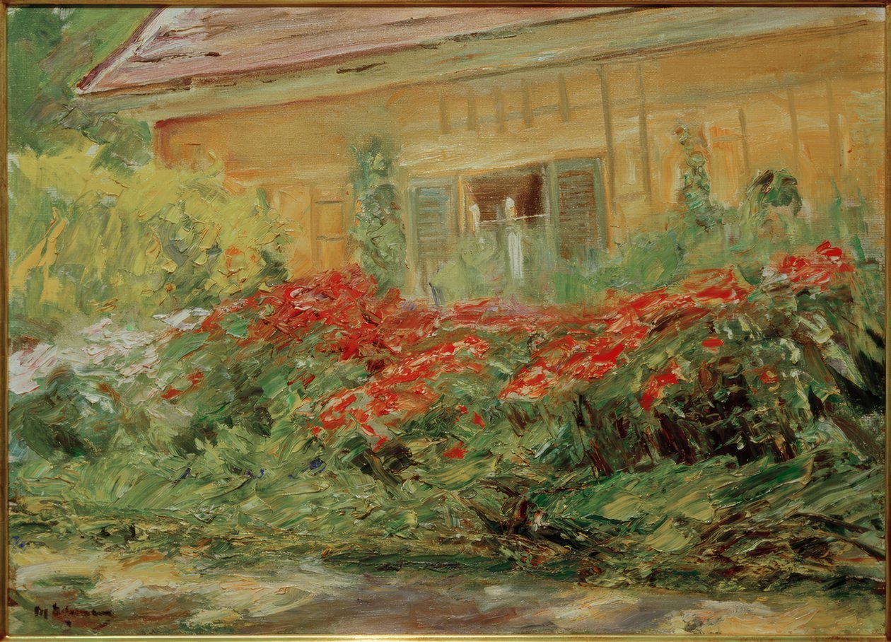 Blumenstauden am Gärtnerhäuschen nach Norden von Max Liebermann