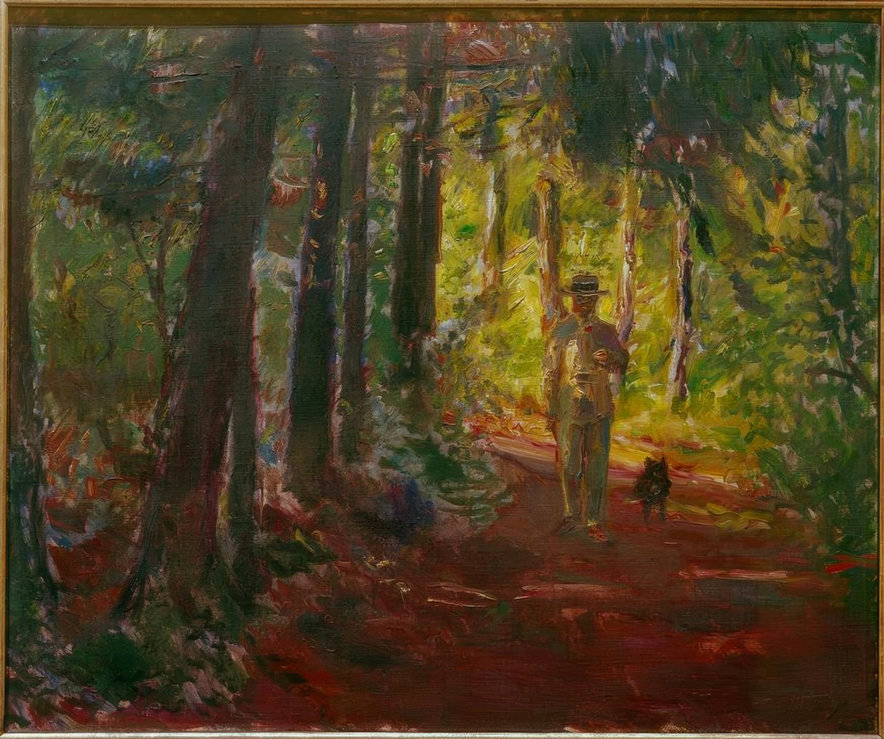 Mann auf einem Waldweg von Max Slevogt