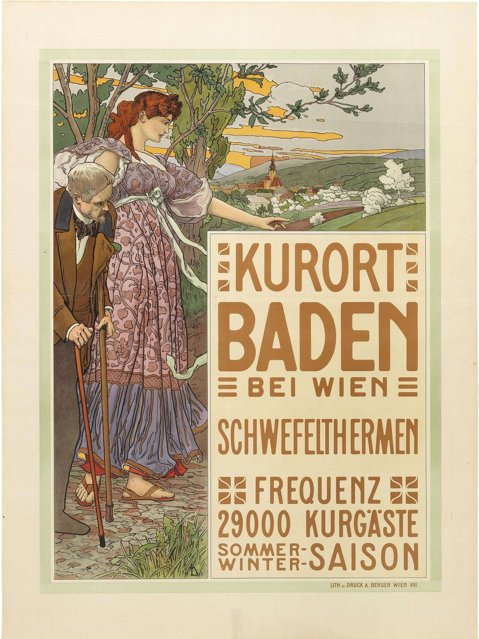 Kurort Baden bei Wien, ca. 1910 von Maximilian Liebenwein