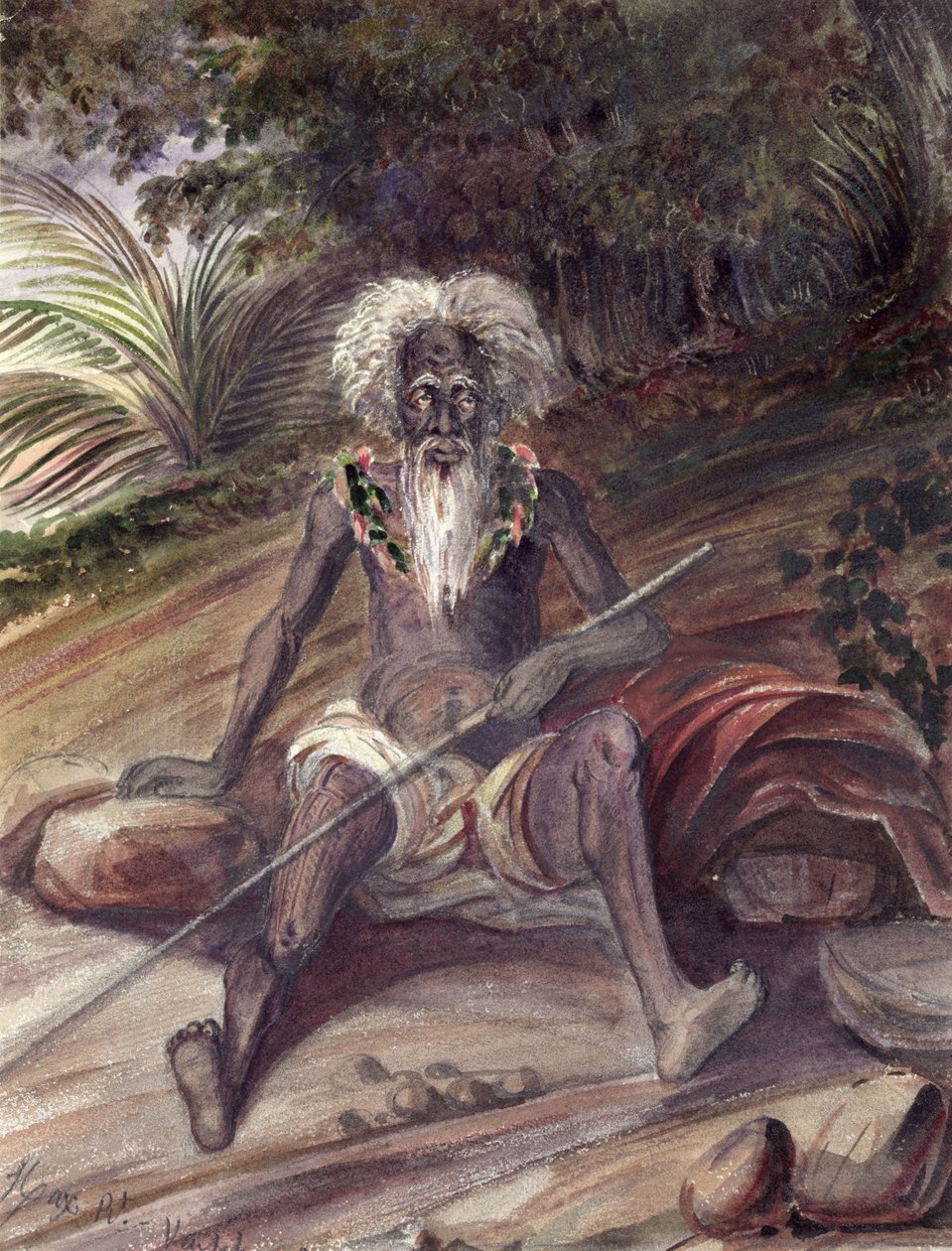 Alter Mann von den Marquesas-Inseln, ca. 1842 von Maximilien Radiguet