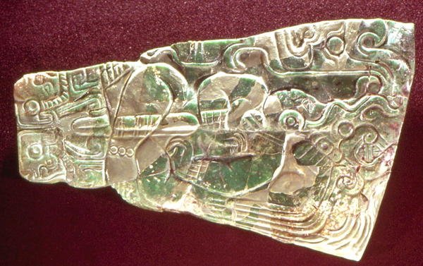 Plakette mit einem Priester (Jade) von Mayan