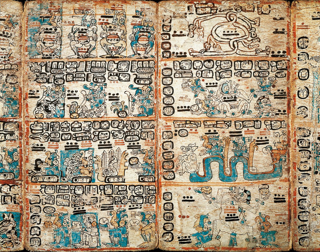 Der Codex von Madrid, gemalte Miniaturen von Mayan Mayan