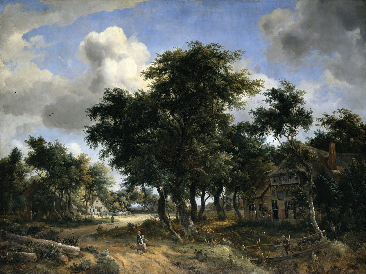 Dorfstraße unter Bäumen von Meindert Hobbema