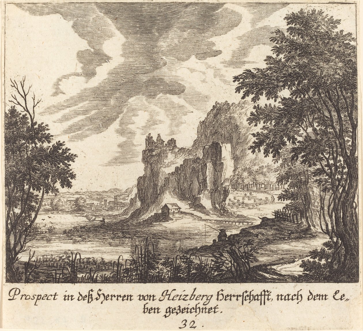 Bergblick von Melchior Küsel after Johann Wilhelm Baur