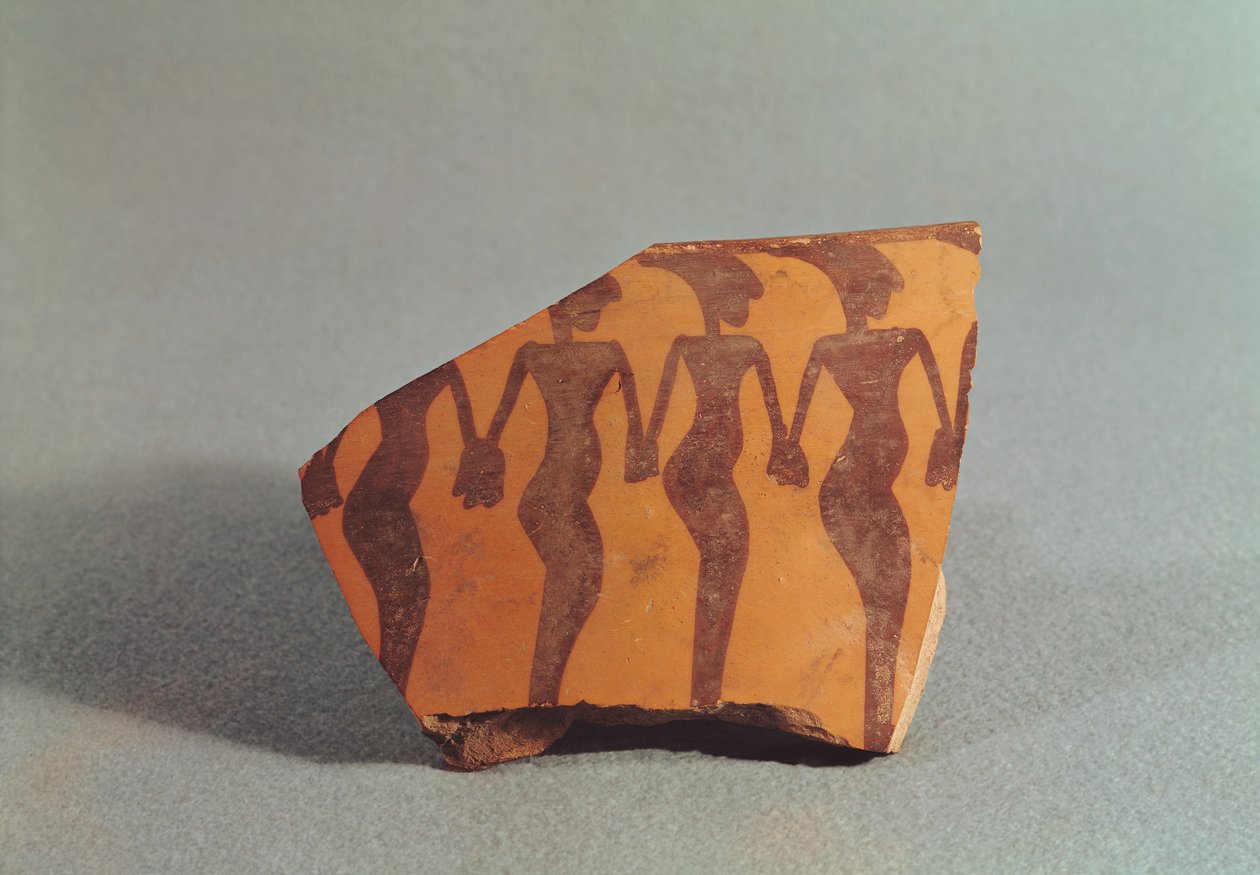 Fragment einer Keramik, das tanzende Frauen darstellt, ca. 5000-4000 v. Chr. von Mesopotamian